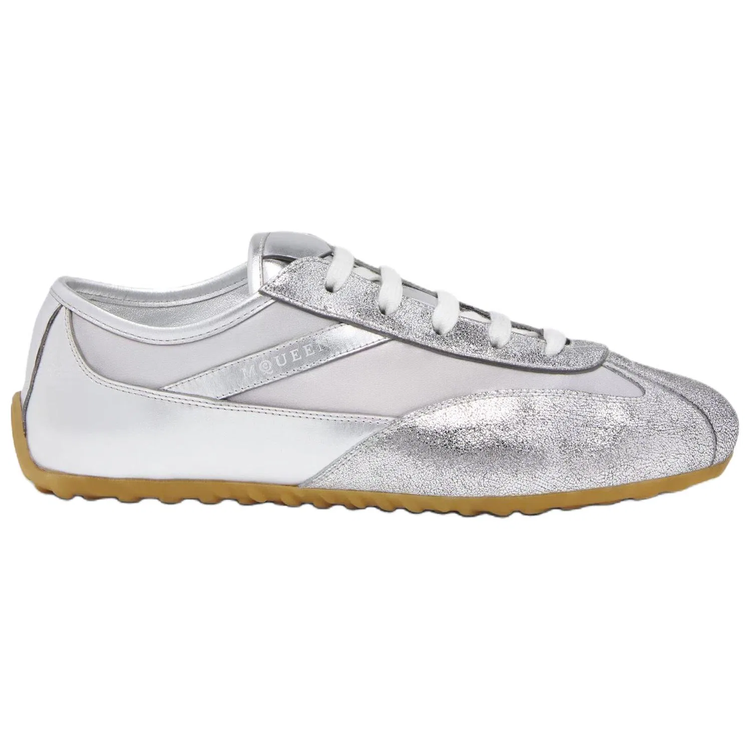 Кроссовки кожаные Alexander McQueen Silver — фото 3