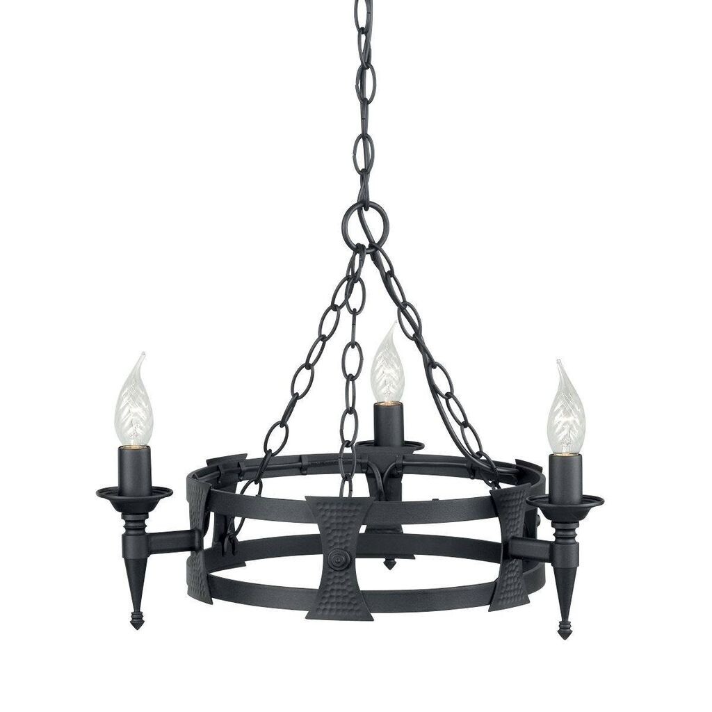 

Подвесной светильник Saxon, кованое железо, черный, 3 лампочки Elstead Lighting