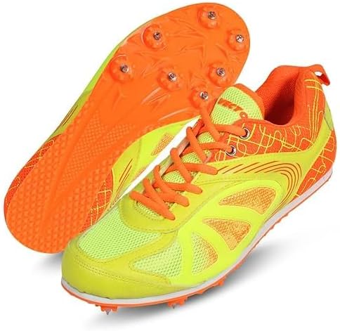 

Беговые кроссовки KNK Sprint - гоночные шипованные кроссовки с металлическими шипами, резиновой подошвой, сетчатым верхом, легкие и удобные для легкоатлетических соревнований, оранжевый