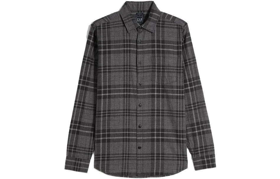 Рубашка мужская с острым воротником GAP, Dark Gray Plaid — фото 3