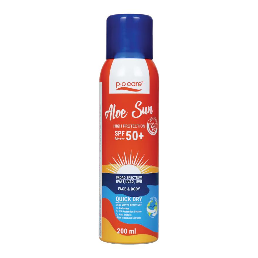 

PO Care П.О. Care Aloe Sun Spray Face Body SPF50+ PA++++ 200 мл. สเปรย์ กันแดด, Orange