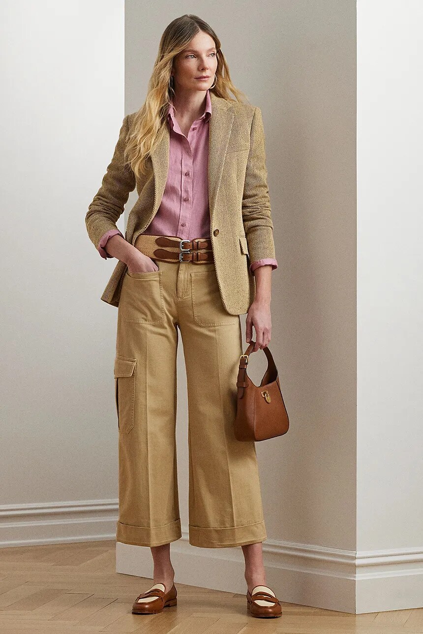 

Хлопковые брюки Lauren Ralph Lauren, бежевый