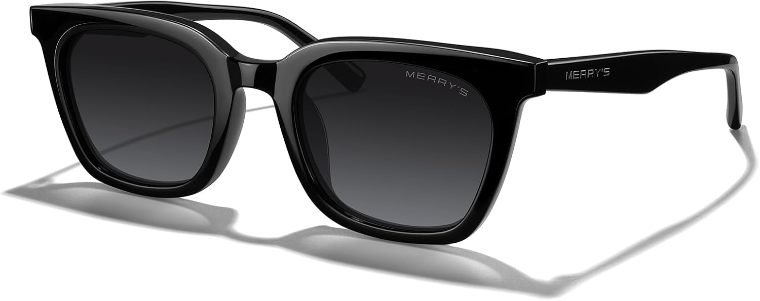 

Современные солнцезащитные очки MERRY'S для мужчин и женщин, квадратные, из ацетата, с поляризацией и защитой от УФ-излучения UV400, модель S6193, Black Frame/Black Gradient Lens