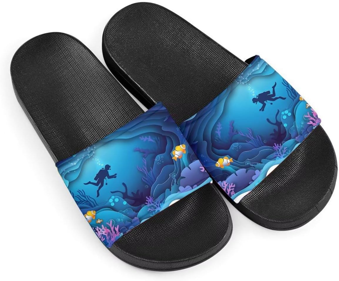 

Женские сандалии Dive Lover, удобные легкие летние тапочки, нескользящие шлепанцы для пляжа, отеля, дома и улицы Getelinseng, Freedom Dive Coral Fish