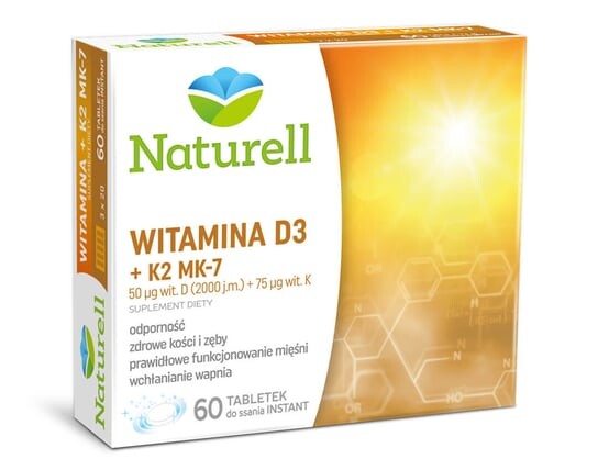 

Naturell, Витамин D3 + K2 МК-7, 60 таблеток