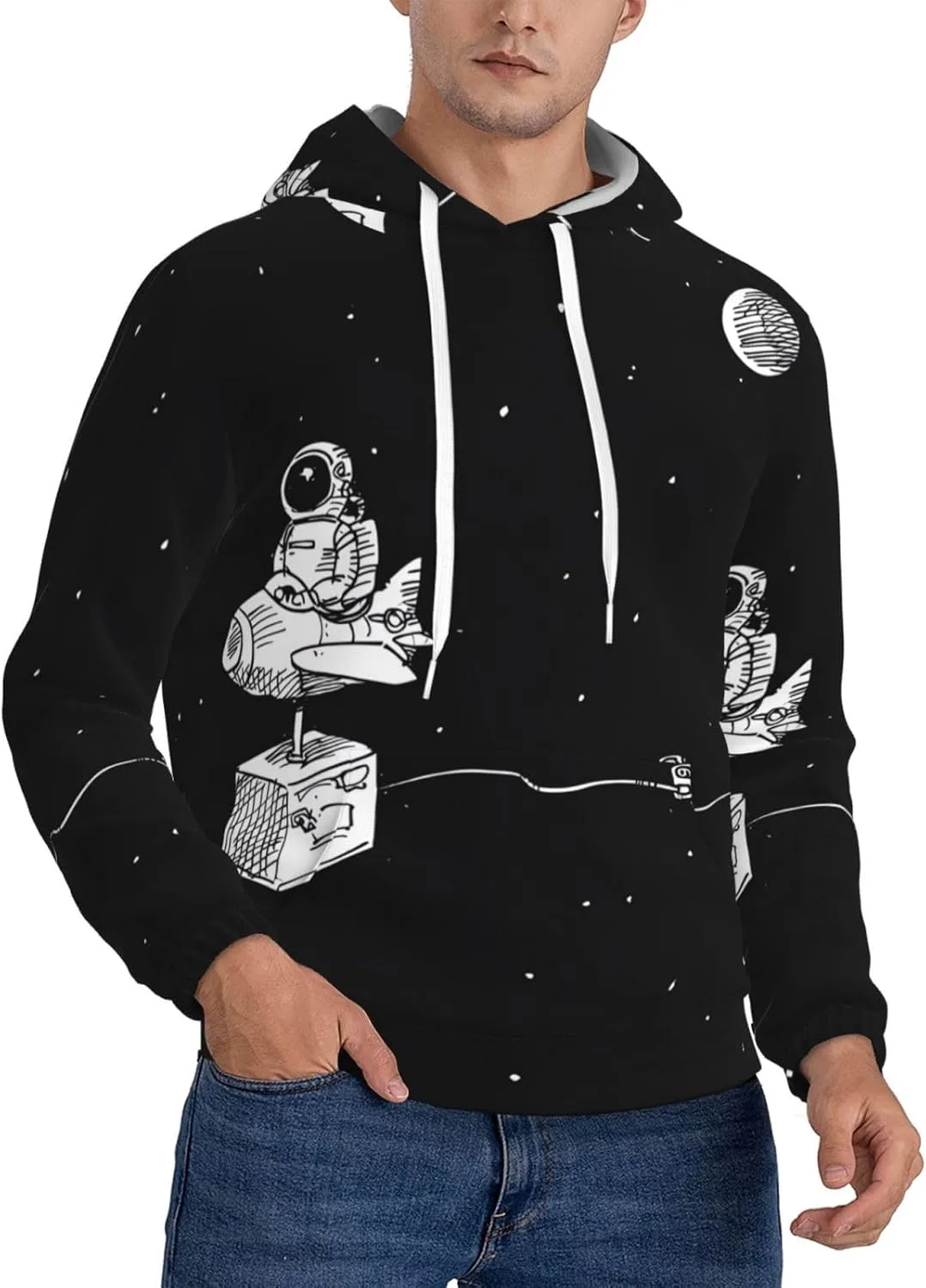 

Мужская флисовая худи с капюшоном — мягкая теплая толстовка с принтом galaxy и карманом SSYGHT