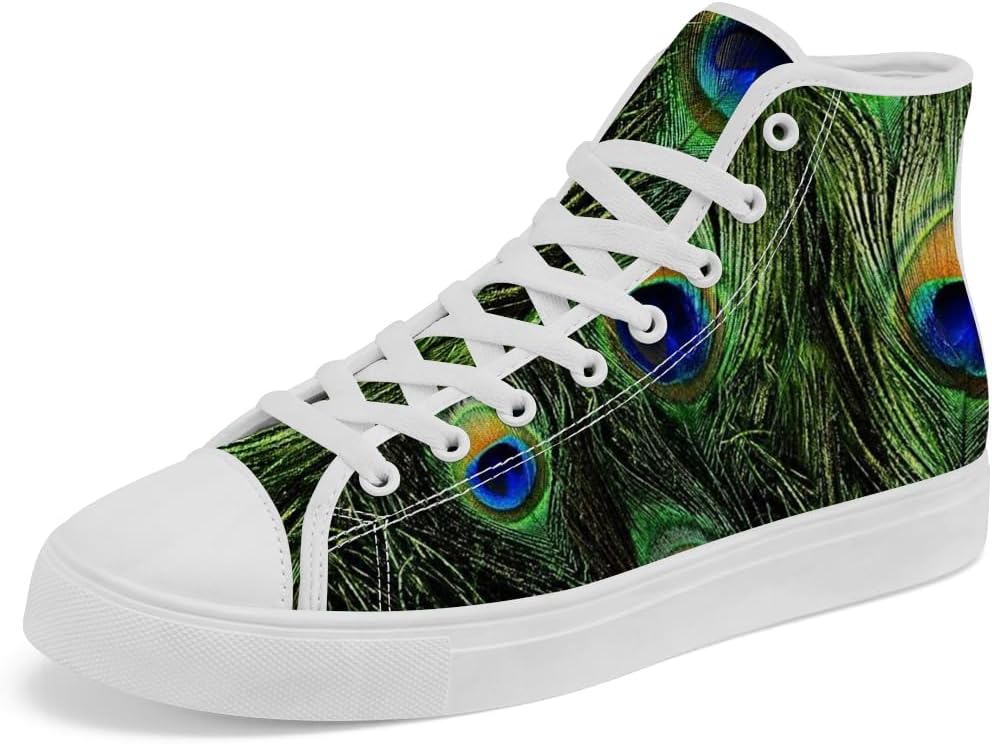 

Высокие кеды из холста с рисунком павлина, шнуровка, повседневная обувь для женщин и мужчин Chebing, зеленый