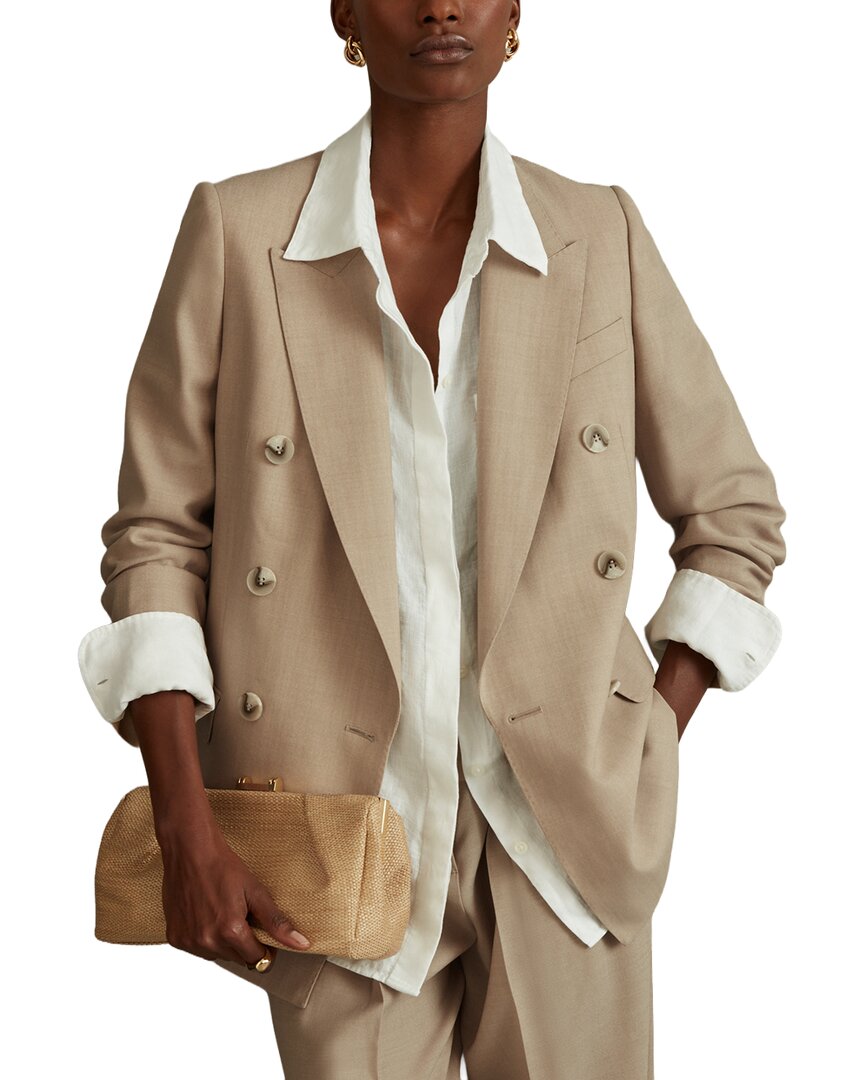 

Двубортный шерстяной блейзер Reiss Sadie Reiss, нейтральный