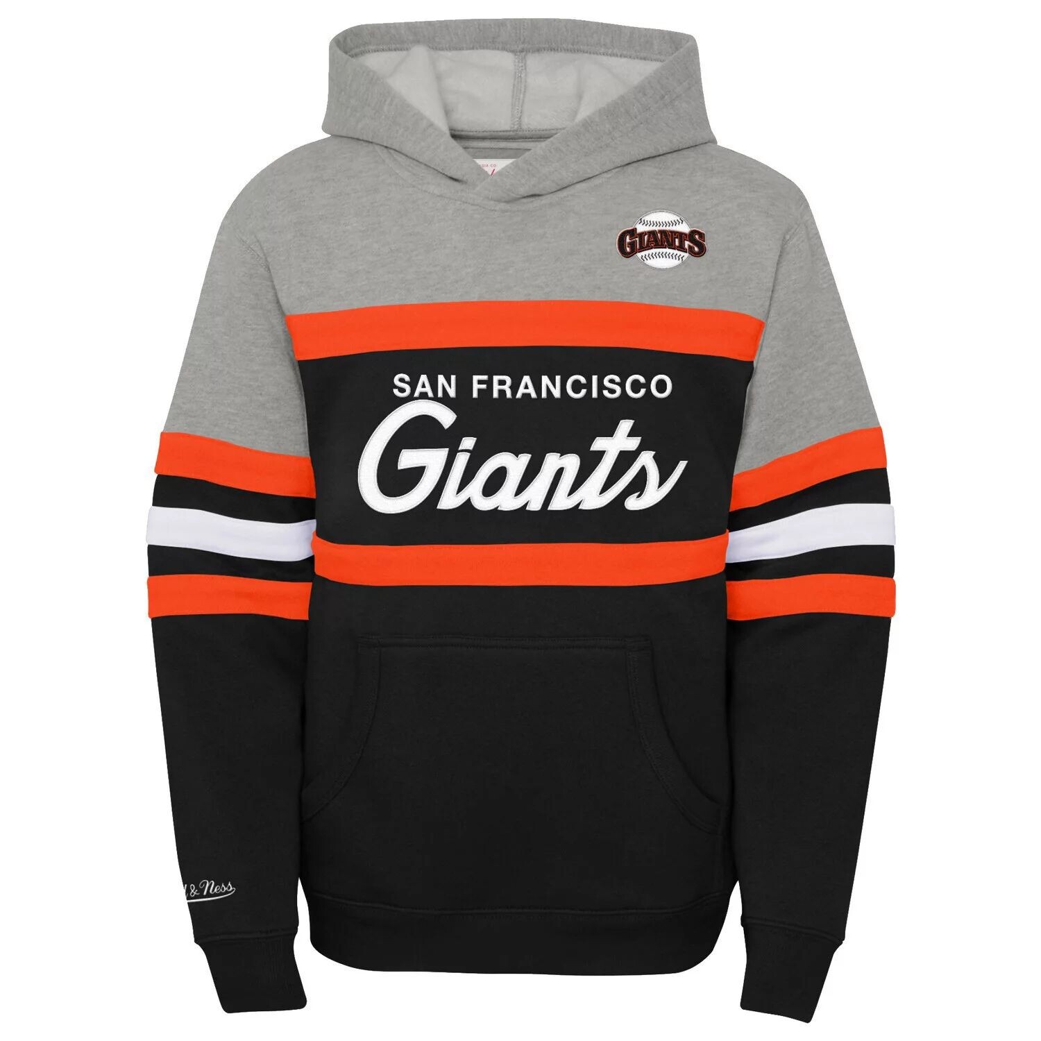 Молодежный пуловер с капюшоном Mitchell & Ness Heather Grey/Black San Francisco Giants Cooperstown Collection Head Coach Unbranded — фото 2