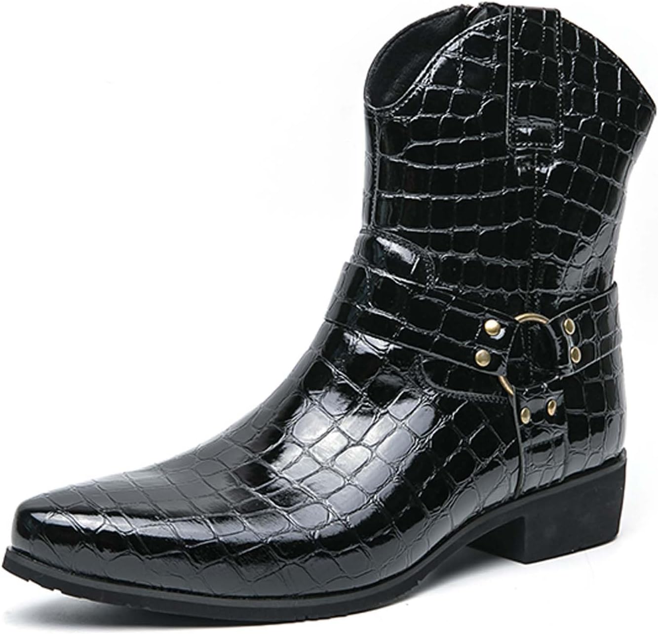 

Мужские западные ковбойские сапоги с остроконечным носком, черные, деловые, формальные, униформа, высокие, кожаные ботинки для ходьбы, боевые и мотоциклетные сапоги Generic