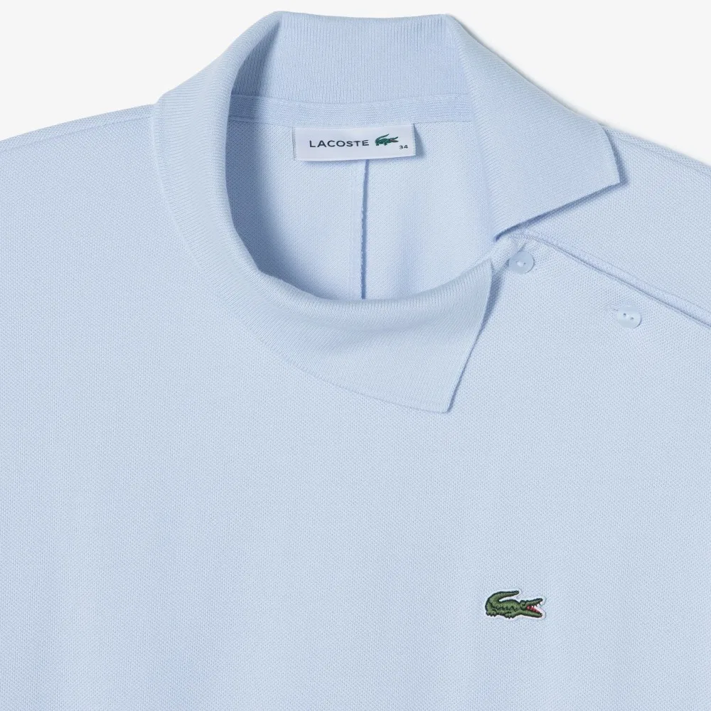 Платье-поло Lacoste с косой планкой, 100% хлопок, лавандовое — фото 2