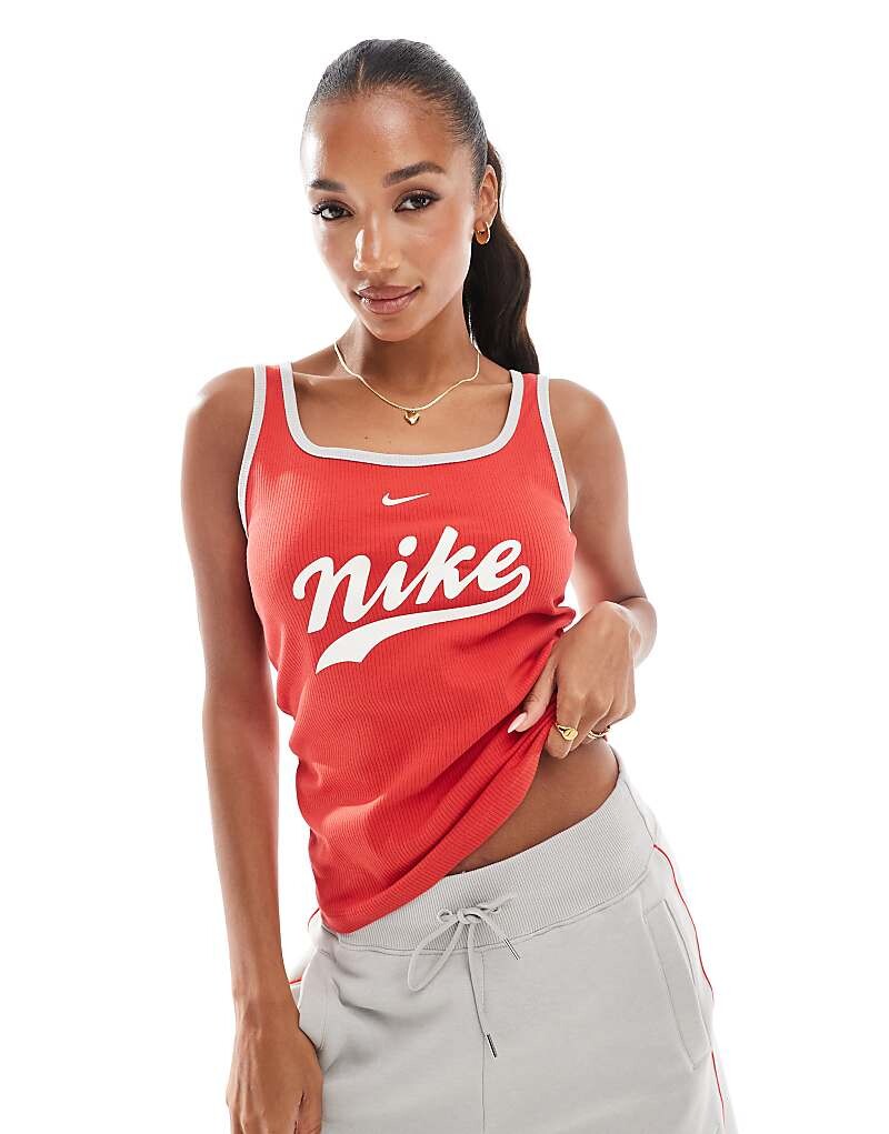 

Красная майка с квадратным вырезом и логотипом Nike Trend