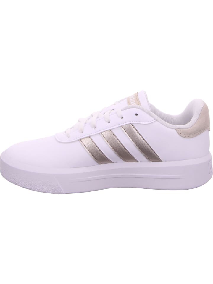 Кроссовки на шнуровке adidas Lowtop-Sneaker Court Platform, цвет cloud white/champagne metallic/aluminium — фото 4