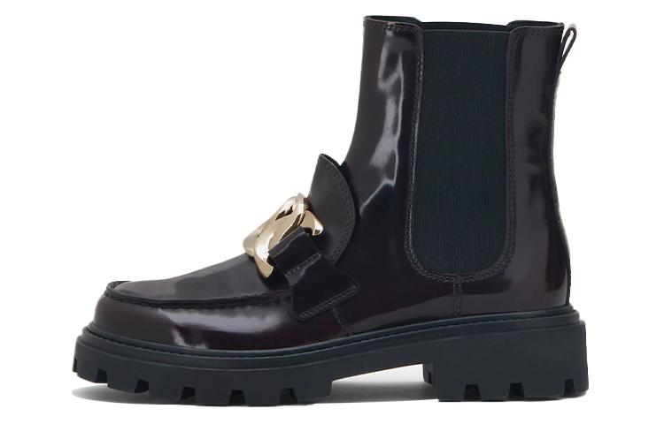 TOD'S Короткие женские ботинки челси бордового цвета