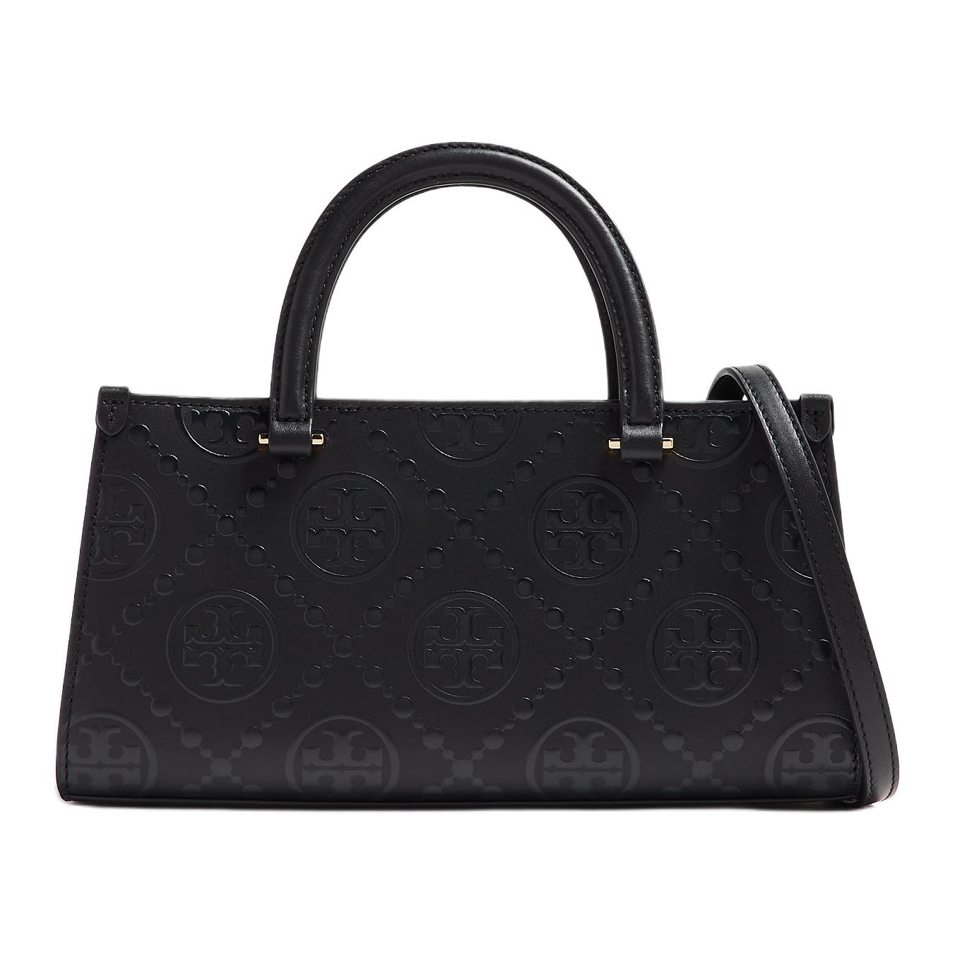 

TORY BURCH Монограмма Тиснение Маленькая Восток Запад Сумка Тоут Черный