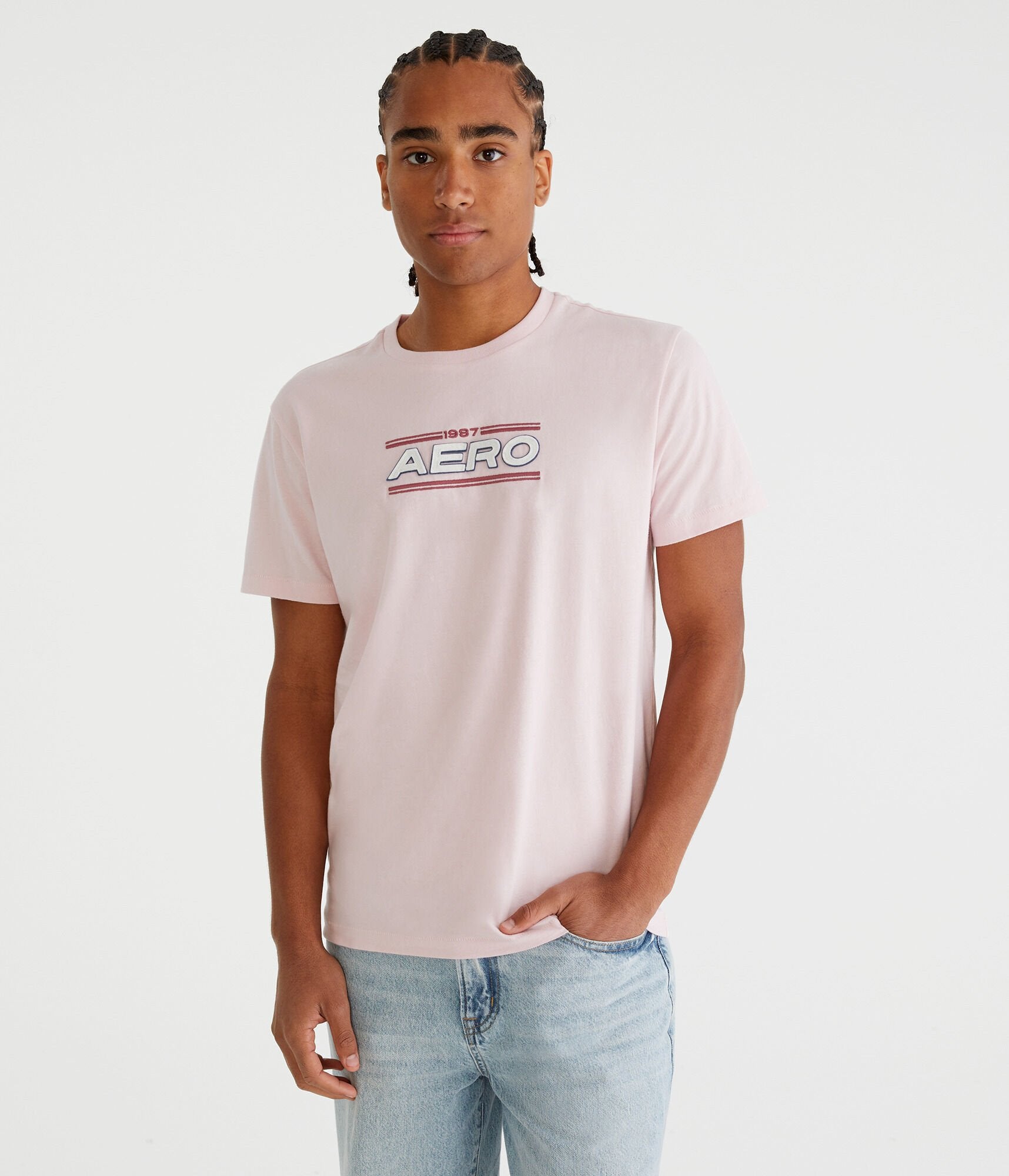 

Футболка Aeropostale 1987 с графической аппликацией, светло-розовый