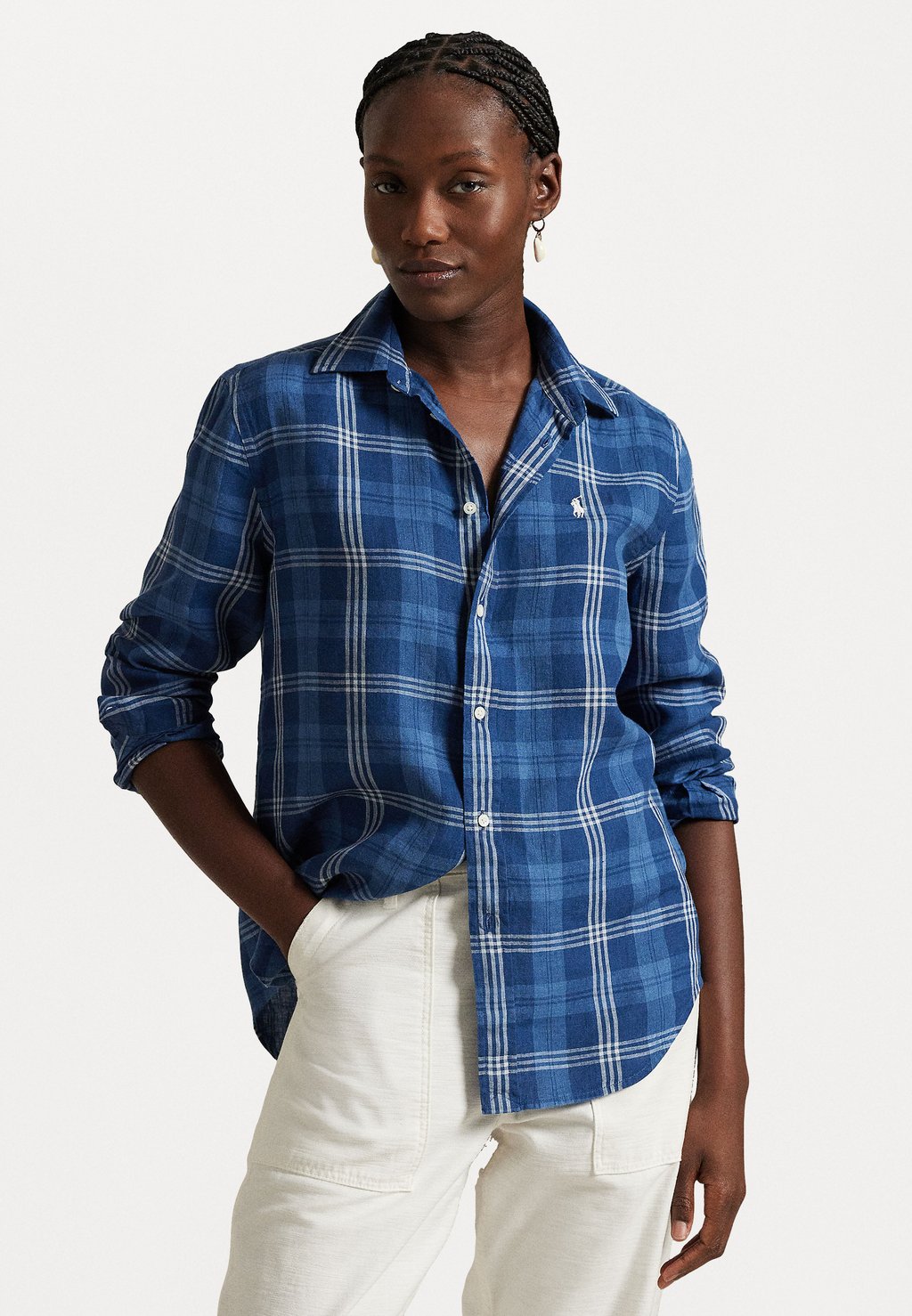 

Блузка на пуговицах CLASSIC FIT PLAID LINEN SHIRT Polo Ralph Lauren, синий