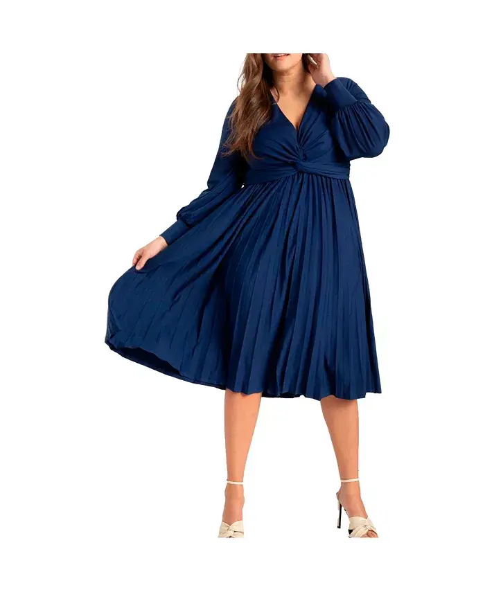 

Женское платье-юбка с узлом спереди и плиссировкой Eloquii, синий