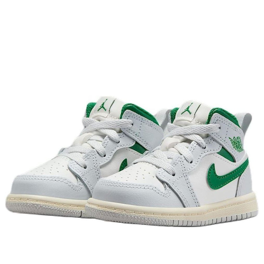 Кроссовки (TD) Air Jordan 1 Mid 'Summit White Pure Platinum Sail Pine Green', зеленый — фото 3