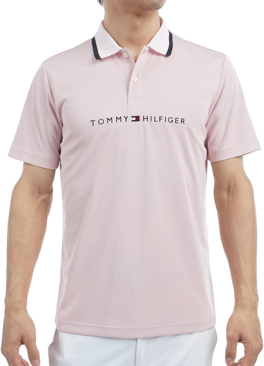 

Мужская рубашка-поло Tommy Hilfiger Golf Classic THMA513, в полоску, с коротким рукавом, розовый