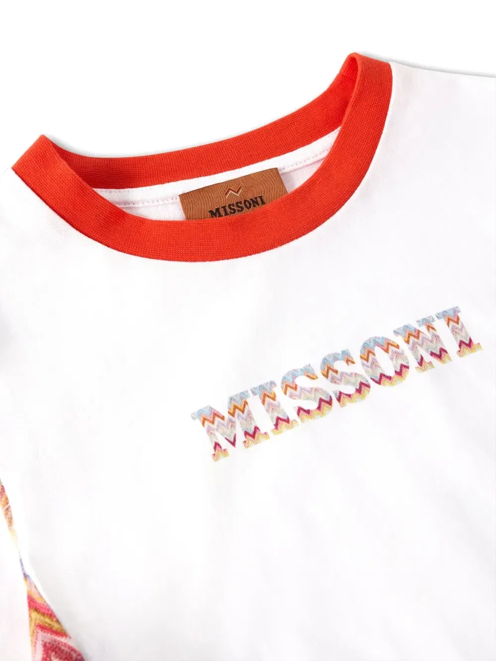 Футболка с логотипом и зигзагообразными вставками Missoni Kids, белый — фото 3