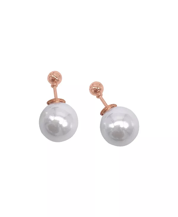 

Двусторонние серьги-шарики из розового золота с имитацией жемчуга Adornia, white