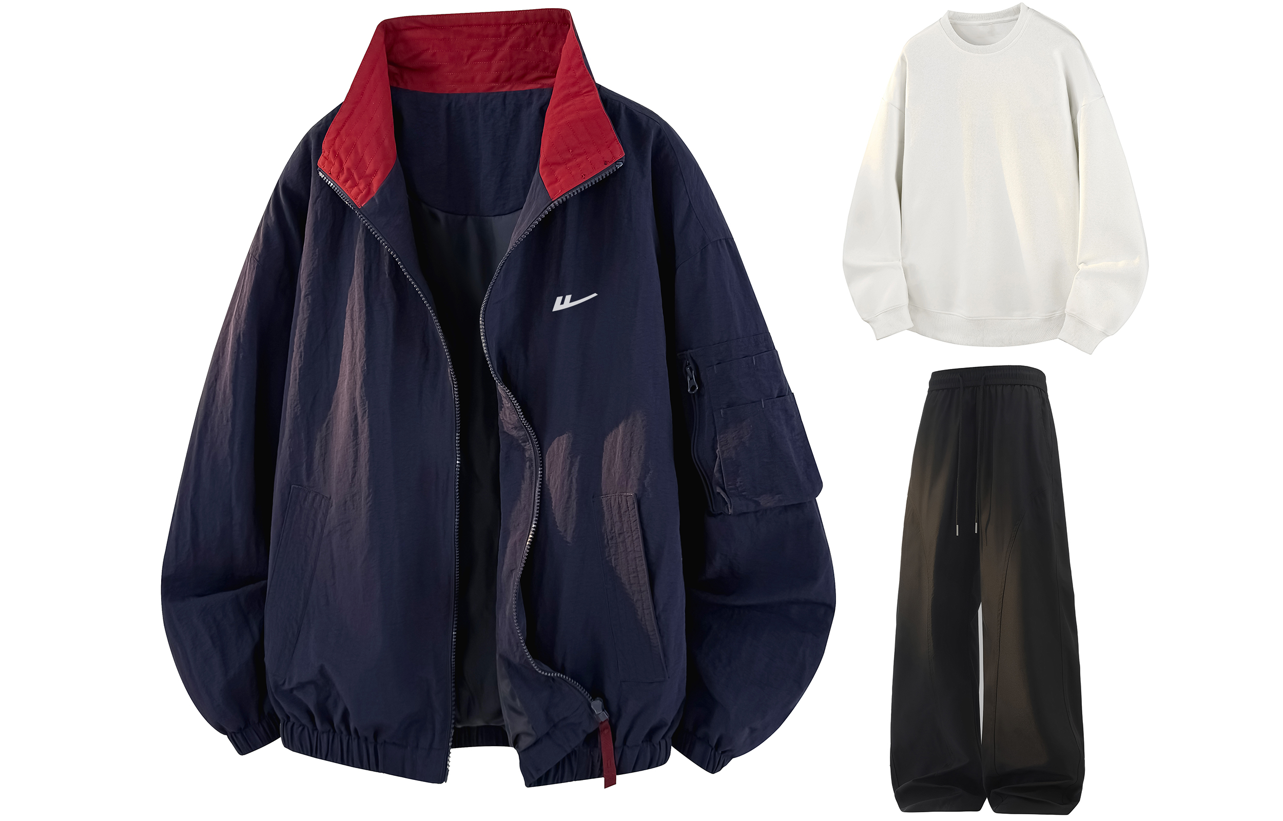 

Ветровка Unisex WARRIOR, темно-синий+белый+черный[free diy badge]