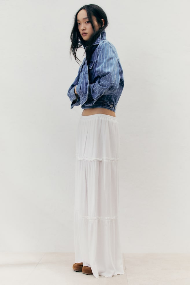 

Юбка макси из жатой ткани H&M, белый