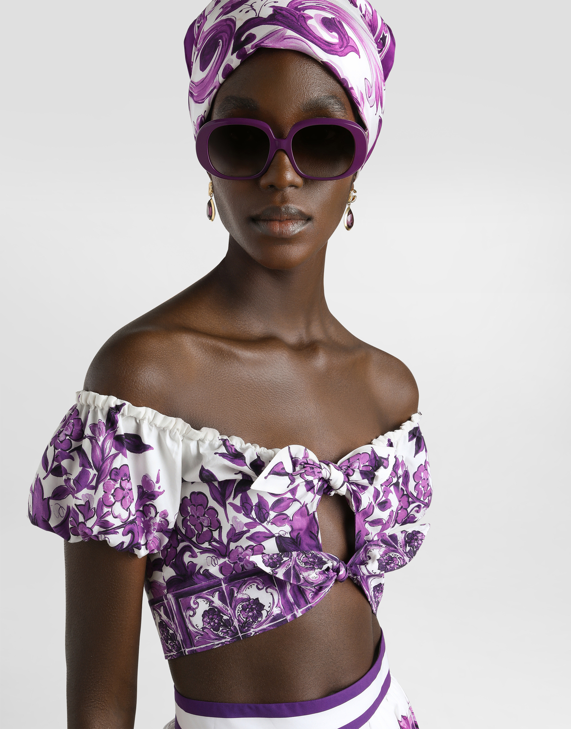 Топ из поплина с принтом "майолика" Dolce & Gabbana, мультиколор — фото 4