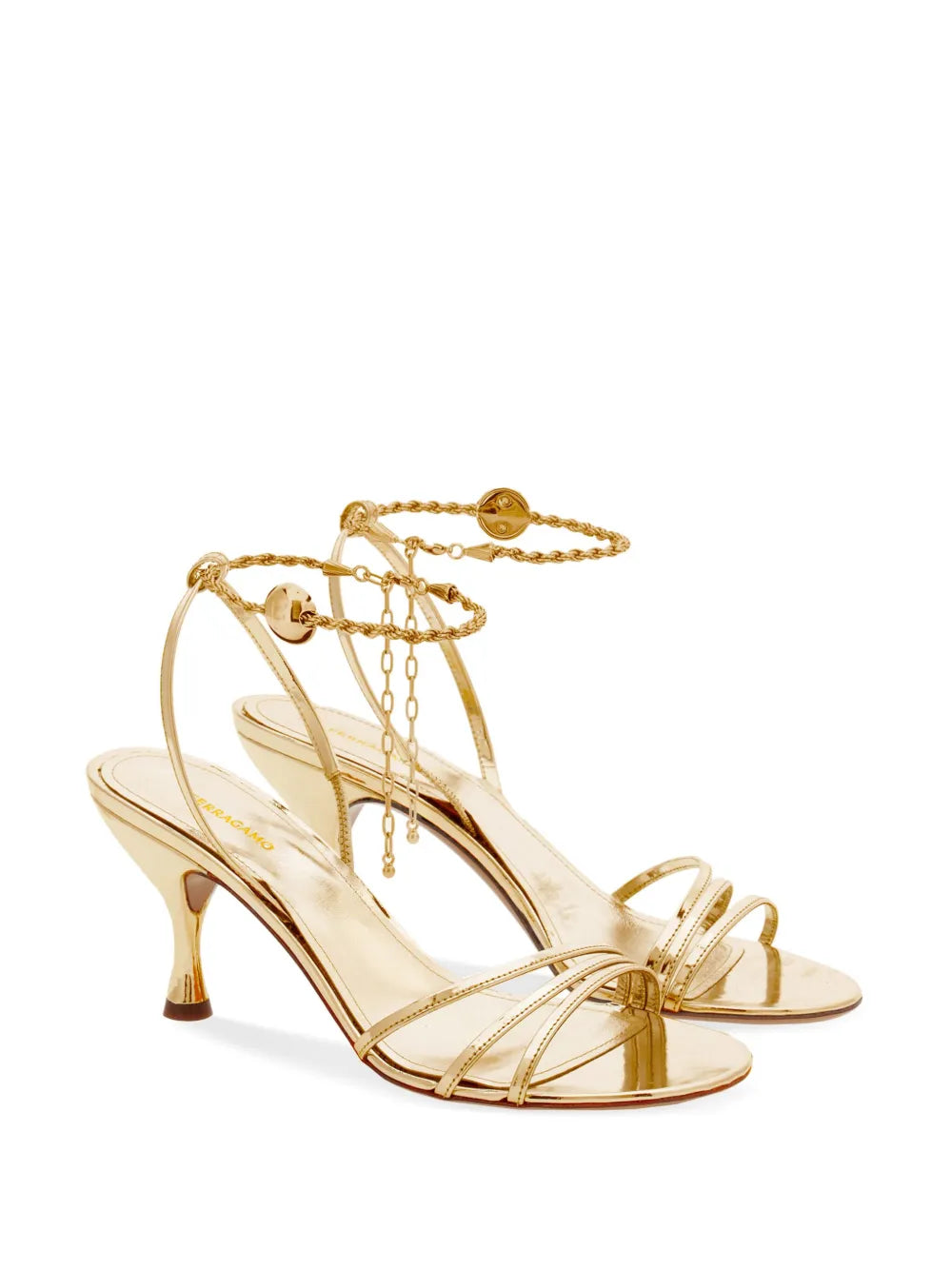 Ferragamo 70 мм сандалии с цепочкой на щиколотке Salvatore Ferragamo, золотой — фото 2