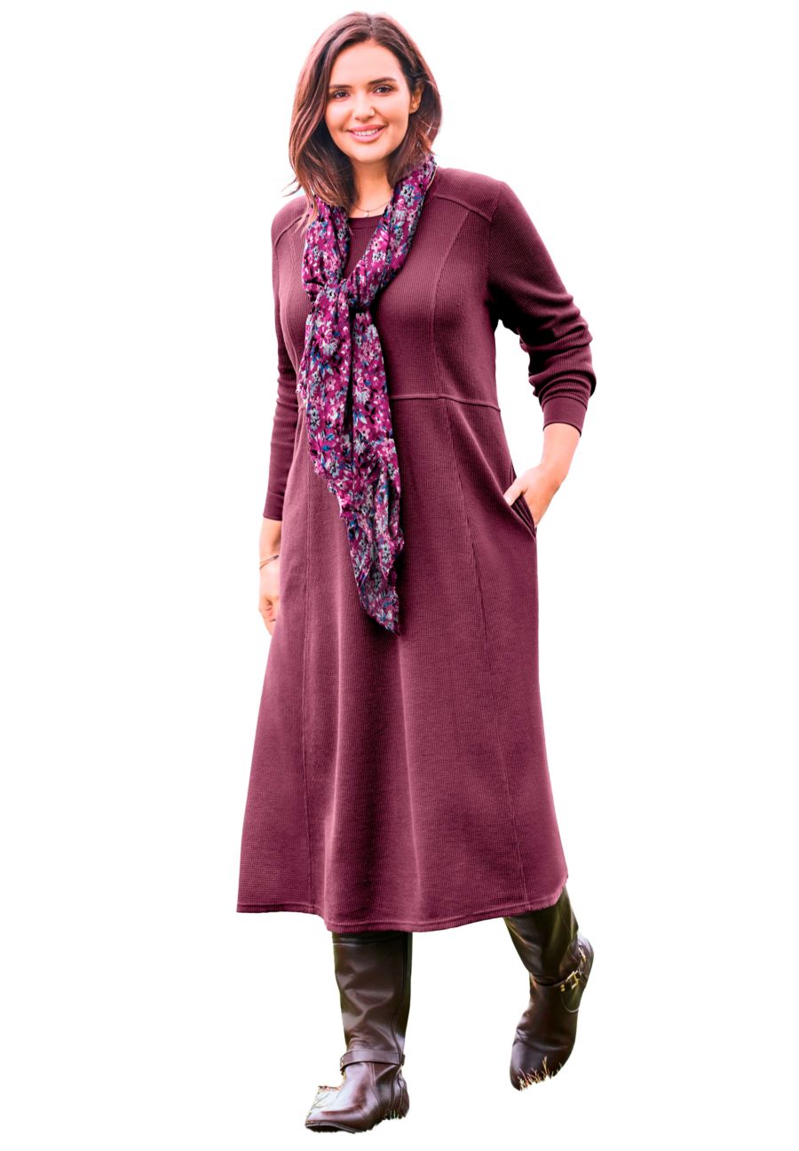 

Платье А-силуэта из термотрикотажа для миниатюрных и полных женщин Woman Within, Deep claret