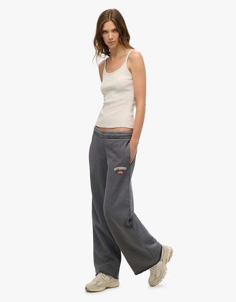 

Широкие брюки-джоггеры Superdry Athletic essentials темно-серого цвета