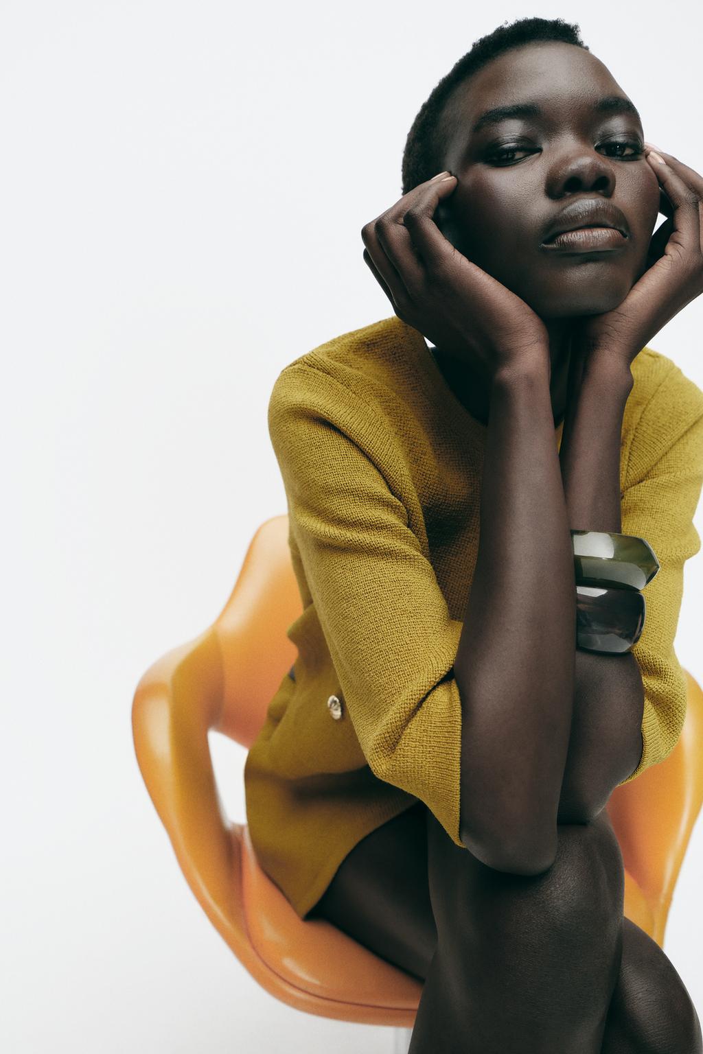

Вязаный кардиган с золотистыми пуговицами ZARA, цвет Pistachio