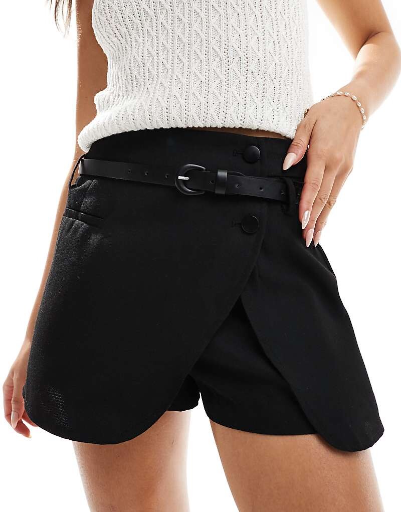 

ASOS DESIGN – Элегантная черная юбка с запахом и поясом