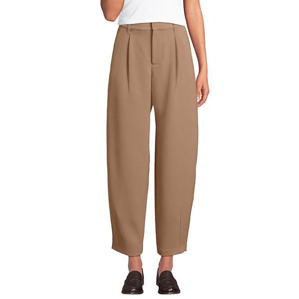 

Женские брюки с высокой посадкой, плиссированные, укороченные Lands' End, Honey Beige