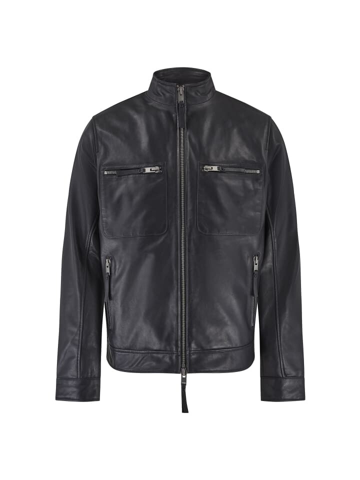 

Кожаная куртка Bolongaro Trevor HIGH NECK WORKER, черный