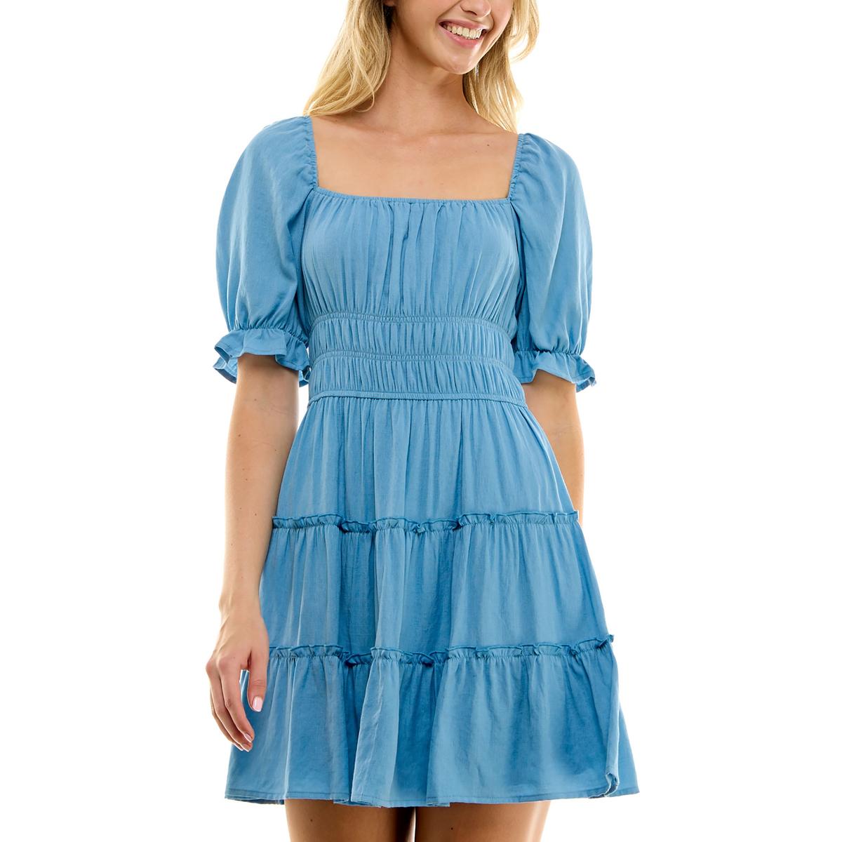 

Платье-мини с юбкой-солнце Juniors Womens, облегающее и расклешенное Trixxi, синий