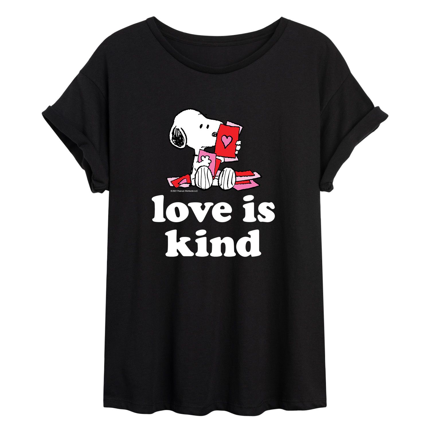 

Детская струящаяся футболка Peanuts Love Is Kind Licensed Character, черный