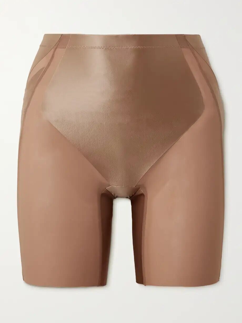

Шорты из моделирующей сетки и эластичного атласа Spanx, цвет Neutral