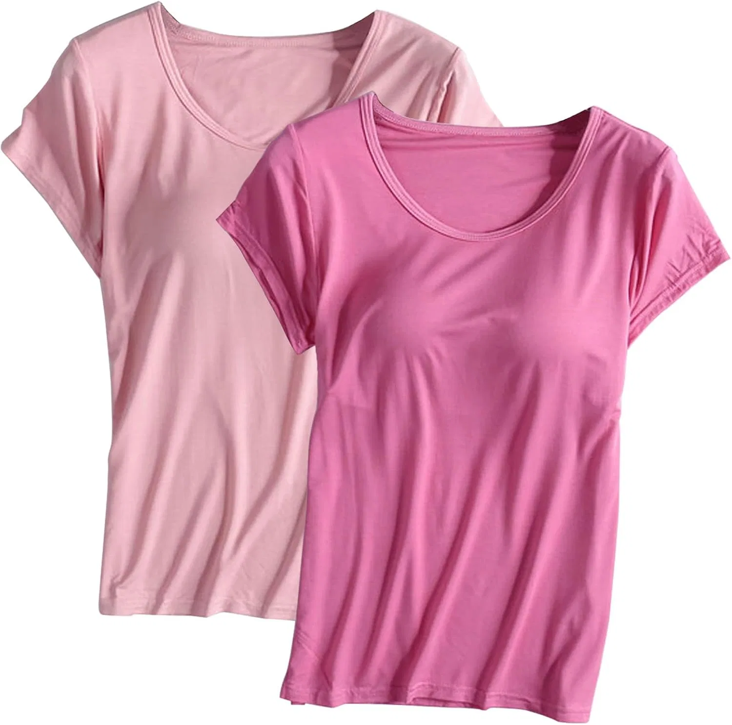 Футболка с встроенным бюстгальтером, 2 шт., женская, Hot Pink+pink