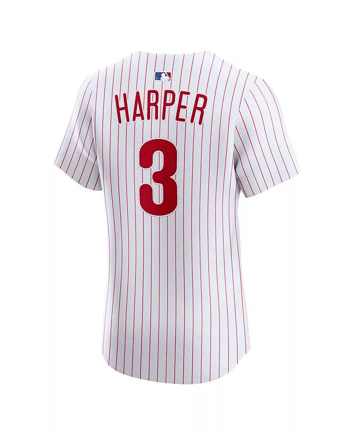 Мужская белая элитная футболка Philadelphia Phillies для дома Bryce Harper Nike — фото 3