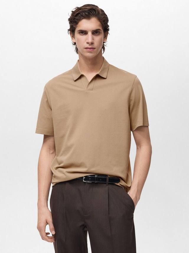 

Футболка-поло Taga Regular Fit из хлопковой смеси с короткими рукавами Mango, Mid Brown