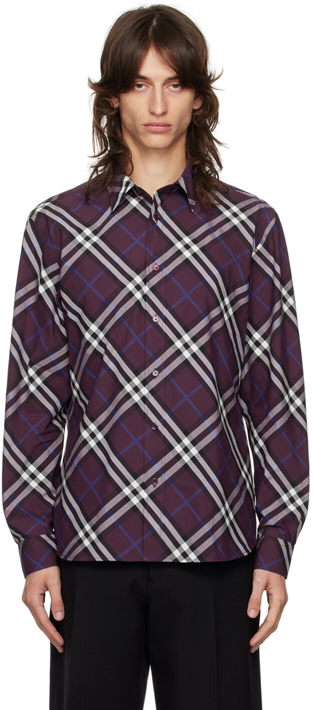 

Фиолетовая клетчатая рубашка Burberry