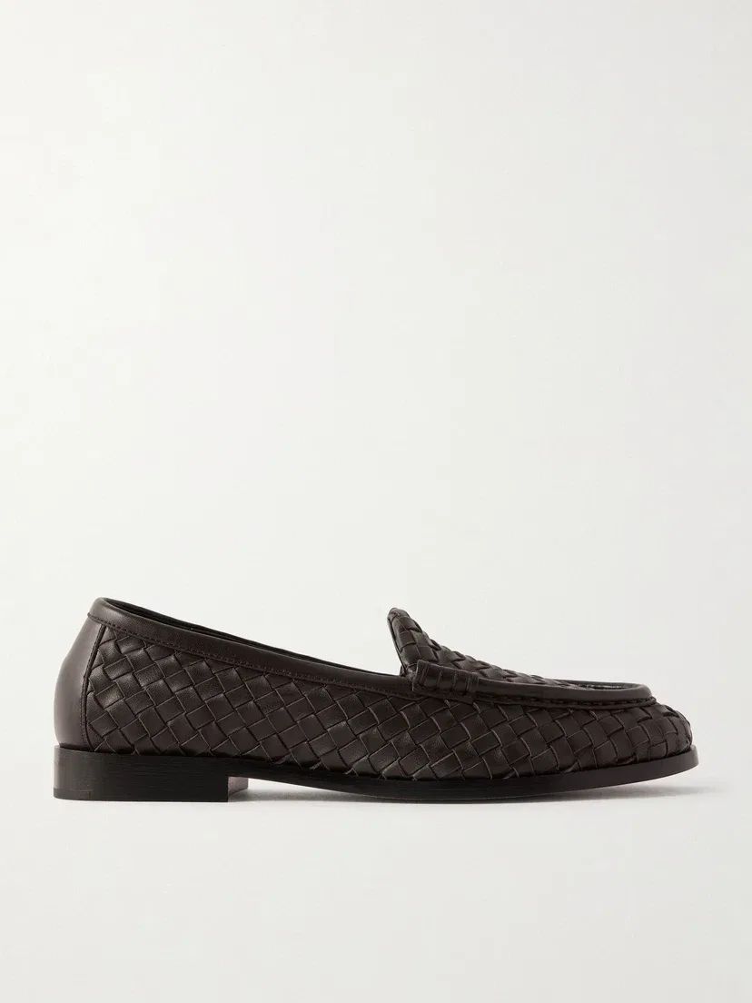 Кожаные лоферы Silenzio intrecciato BOTTEGA VENETA, коричневый