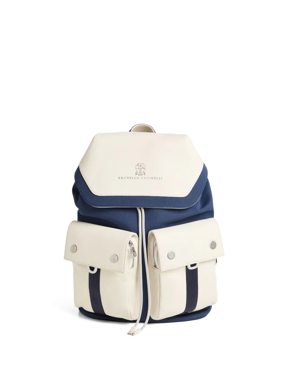 

Рюкзак с двумя карманами и завязкой Brunello Cucinelli Kids, синий