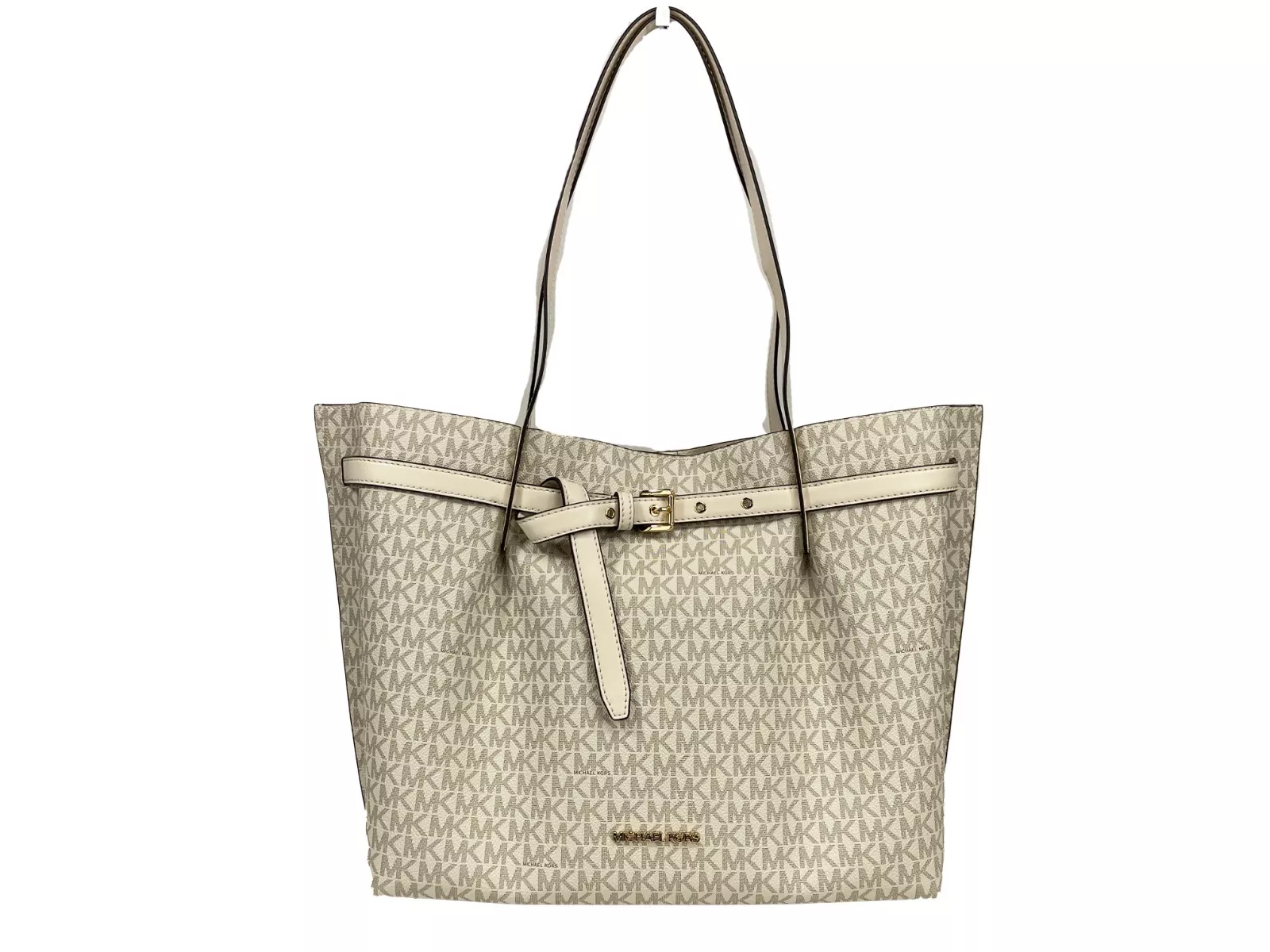 

Сумка-тоут из ПВХ Emilia Large Signature, светло-кремовая Michael Kors