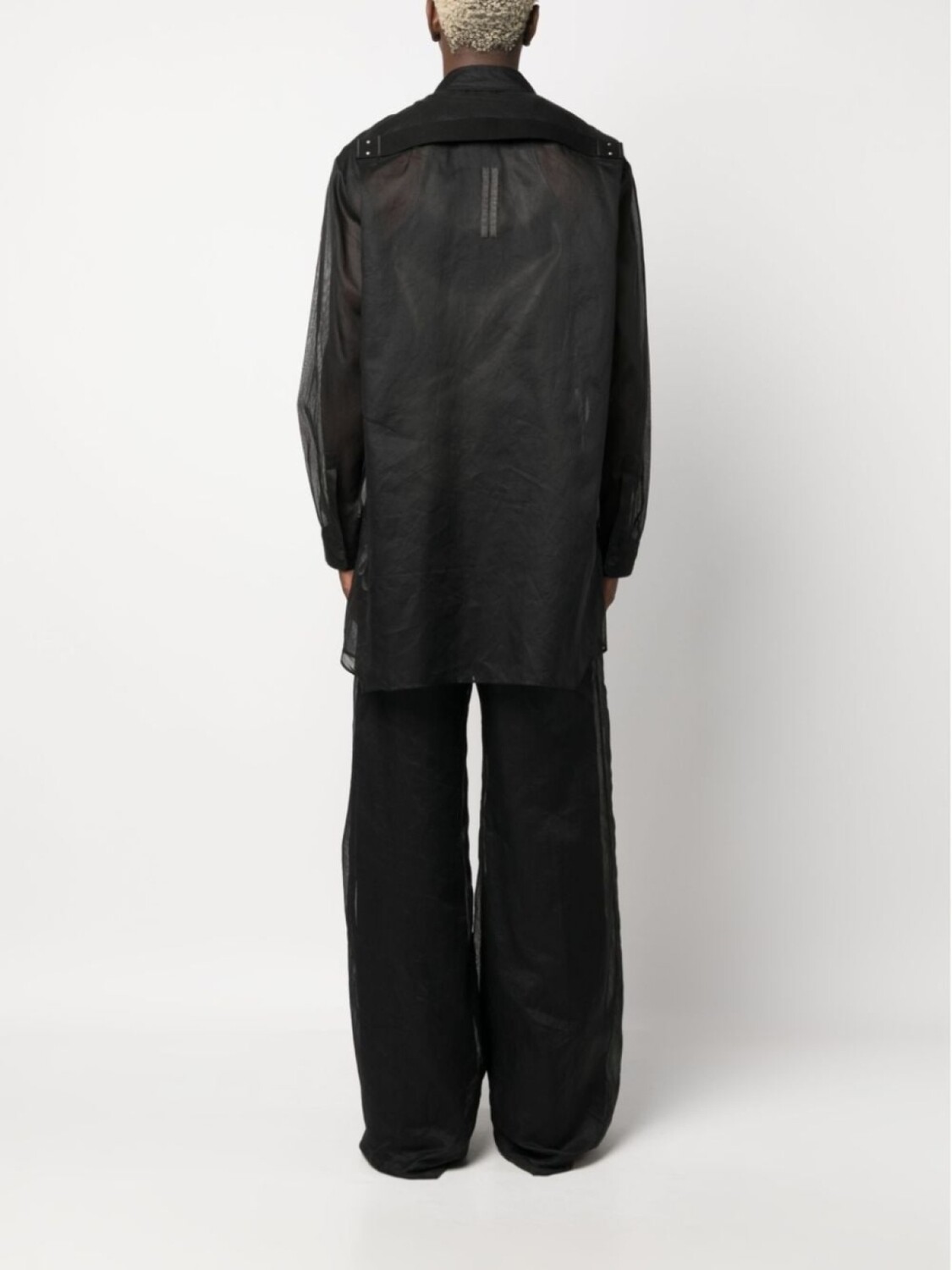 Rick Owens полупрозрачная рубашка Jumbo Fogpocket, черный — фото 2
