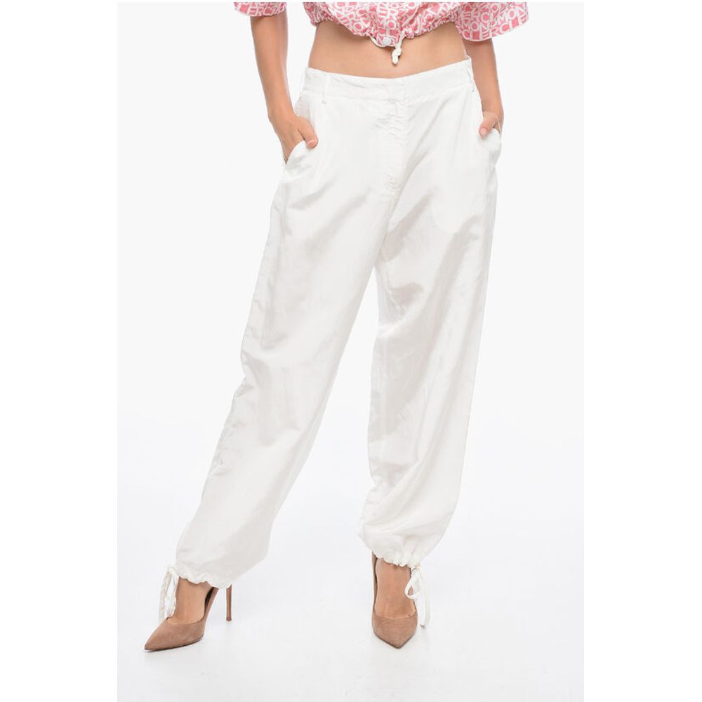 

Брюки из льняной смеси с манжетами на завязках Msgm, White