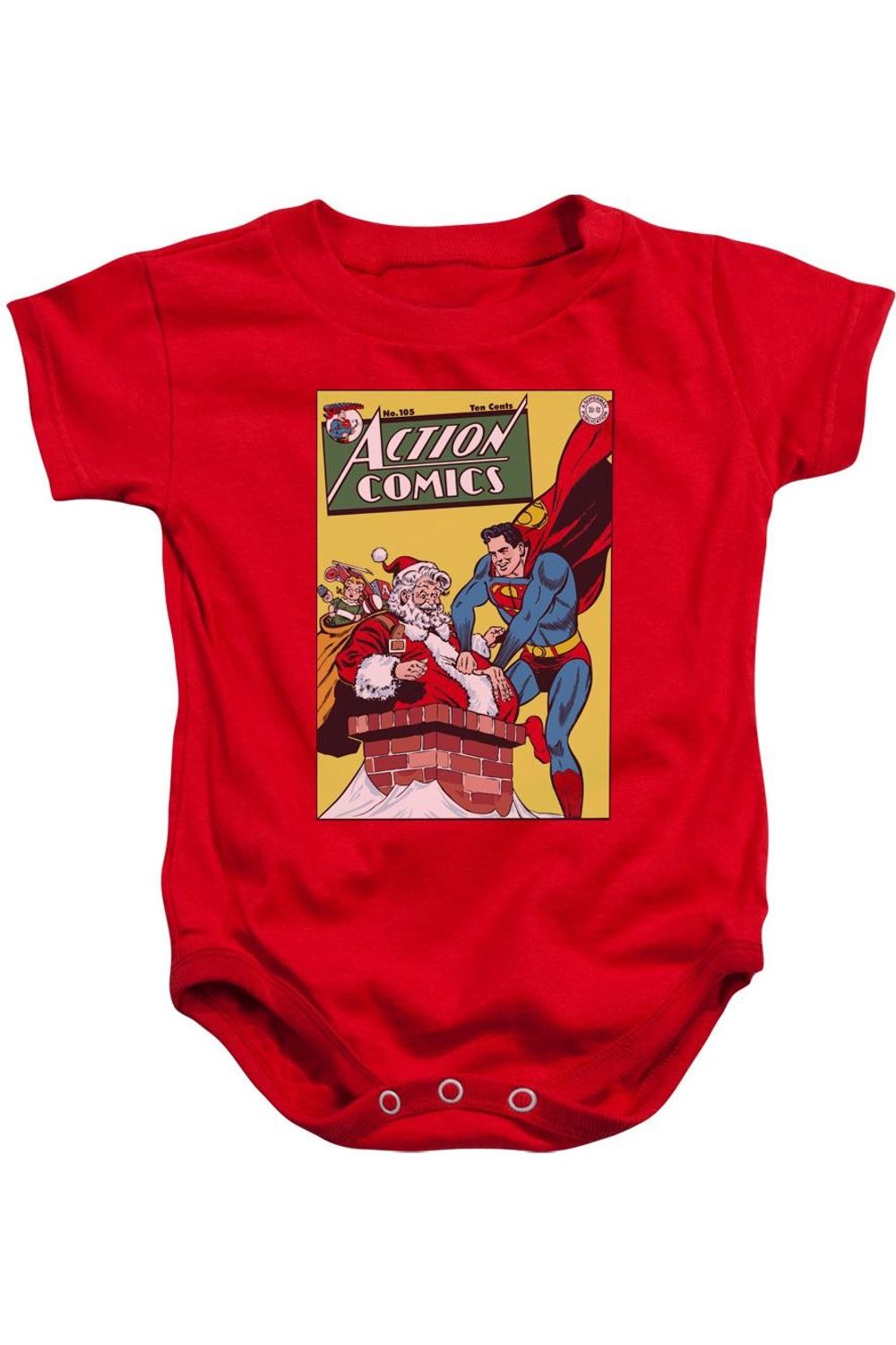 

Детский комбинезончик на кнопках, обложка № 105 комиксов DC Gildan, красный