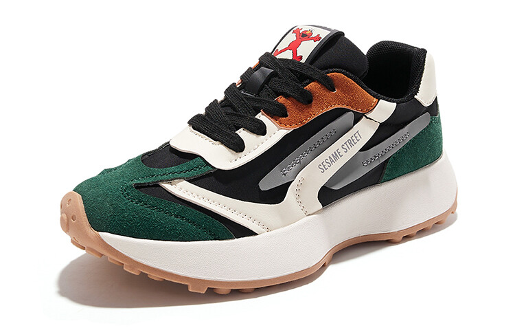 

Кроссовки женские толстые низкие черный/темно-зеленый Feiyue